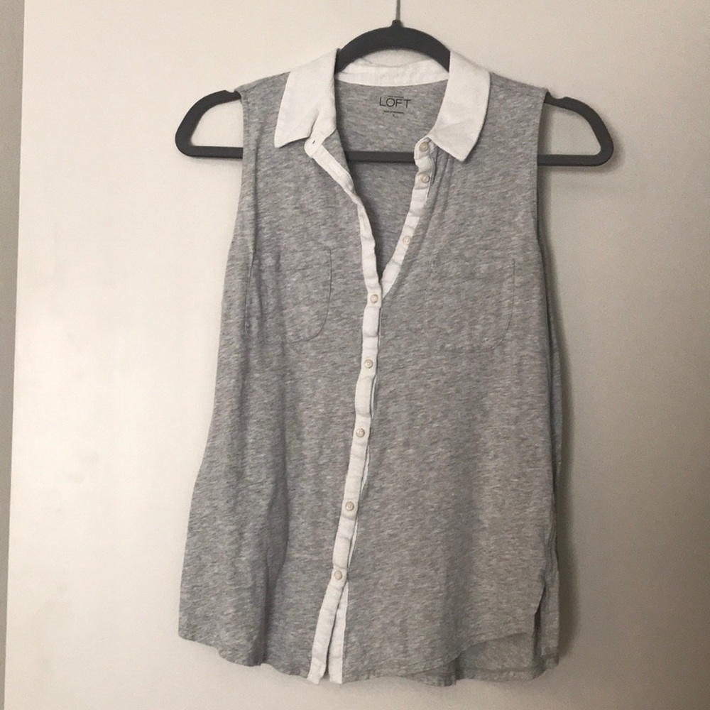 Loft gray button up tank size small